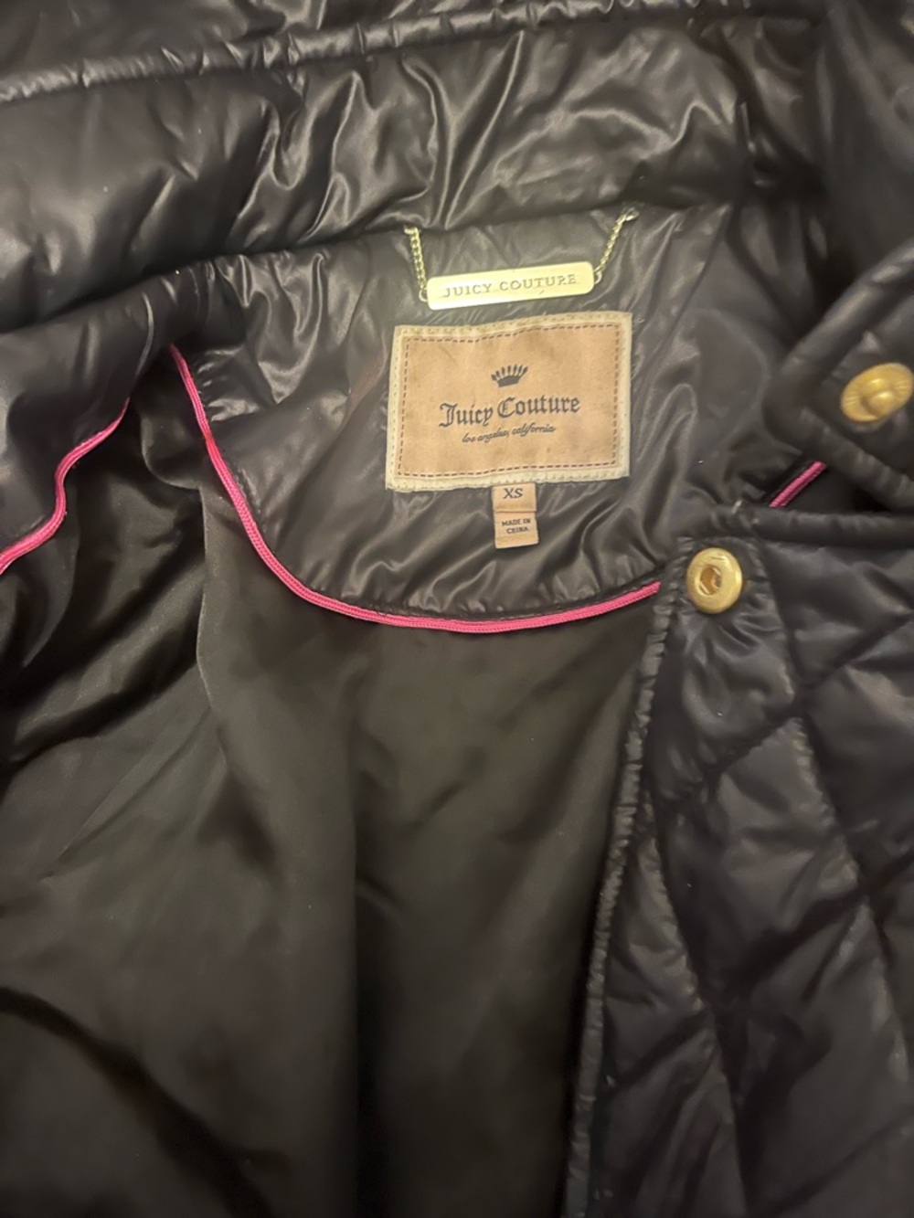 Juicy Couture Black Quilted Puffer Jacket with Faux Fur Trim - Picture 6 of 9